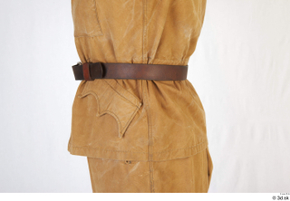  Photos Woman in Army Explorer suit 1 19th century Army brown jacket historical clothing leather belt upper body 0006.jpg